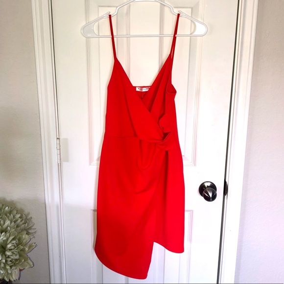 Dresses & Skirts - Red Faux Wrap Dress